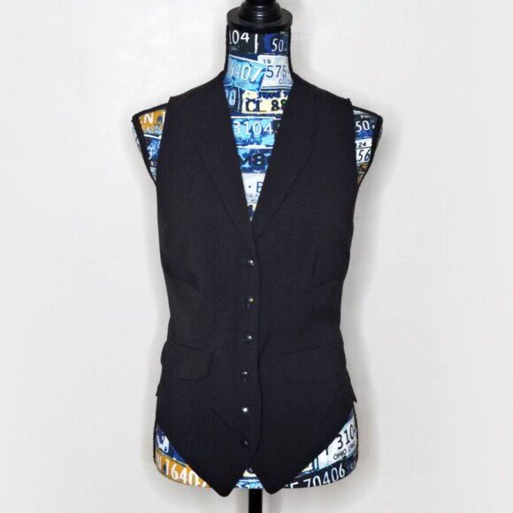 NORMA KAMALI Button Up Tuxedo Vest Adjustable Dark Academia Formal Workwear XS - Picture 1 of 8